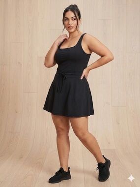 NWT All In Motion Black Tennis Dress Built In Shorts Athletic Workout Size L